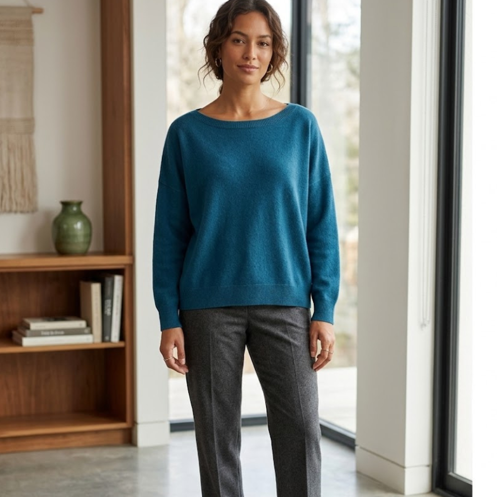Scoop Neck Knitted Sweater