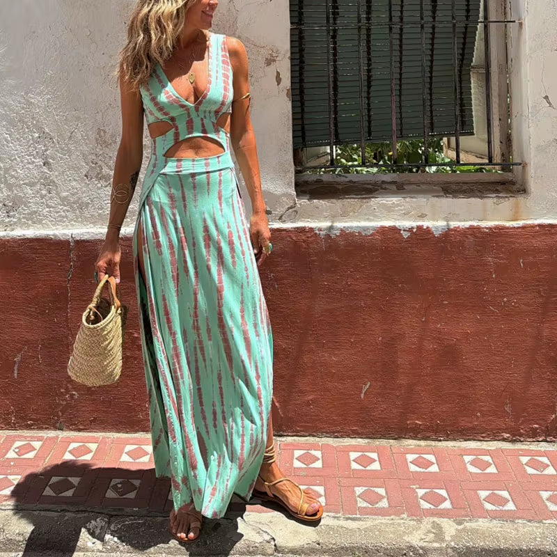 Elegant Sleeveless Split Long Dress for Women